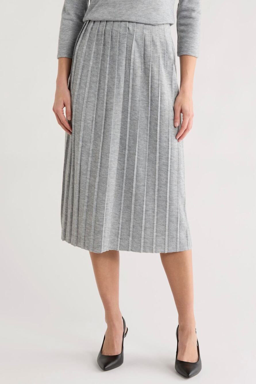 Vince Camuto Pleated Midi Skirt XL Silver Heather Gray NWT